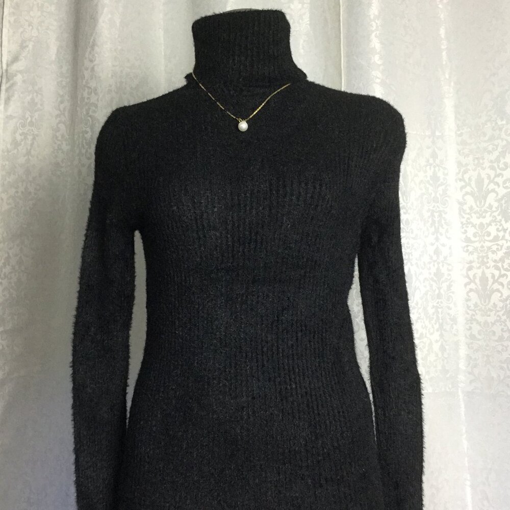 SCHRISTINA Casual Turtleneck Fuzzy Fluffy Sweater Pullover Long Sleeve Various